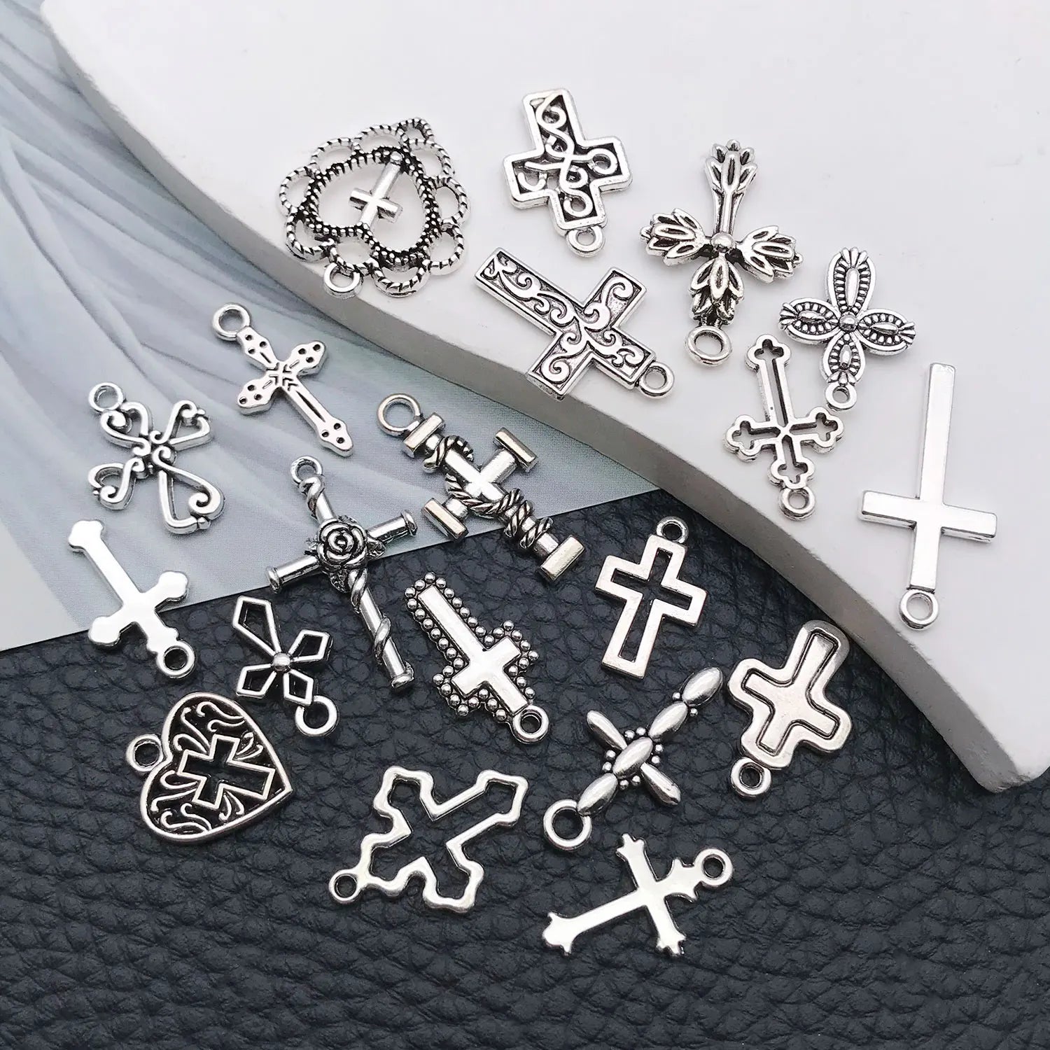 20 Styles Antique Silver Crosses - Perfect for Handmade Jewelry like Necklaces, Bracelets & Earrings"
