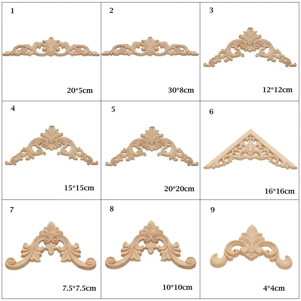 Furniture Parts Unique Natural Floral Wood Carved Corner Appliques Frame wooden Figurines Crafts Woodcarving Decorative