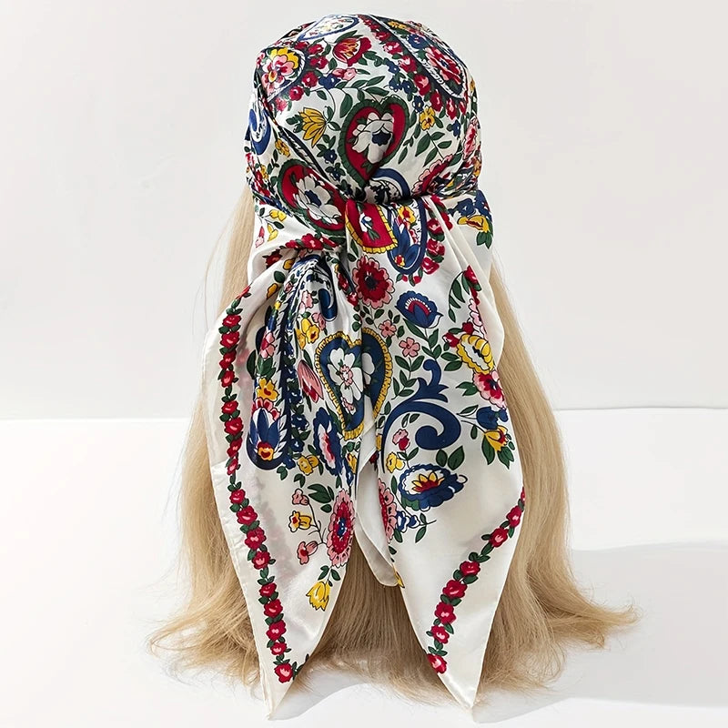 Silk Shawl Satin Square Scarf For Women Paisley Neckerchief Female New Headband Hair Bands Print Foulard Hijab Wraps Bandana