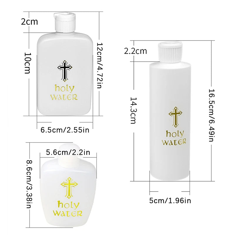 2/3Pcs 60/100/250ml Jesus Cross Pattern Holy Water Bottle Portable Prime Church Holy Water Bottle For Baptismal Pray
