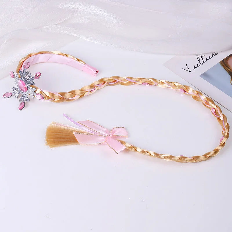 Girls Crown Headpiece Cosplay Princess Halloween Party Costumes Headband Wig Kawaii Headwear Kids Birthday Gifts