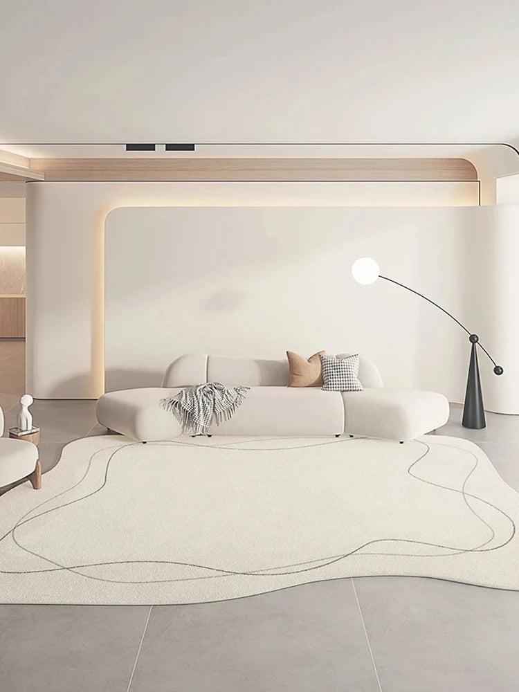 Minimalist Solid Color Line Carpet Creative Irregular Living Room Carpets Luxury Art Decoration Rug Comfortable Soft Bedroom Rug
