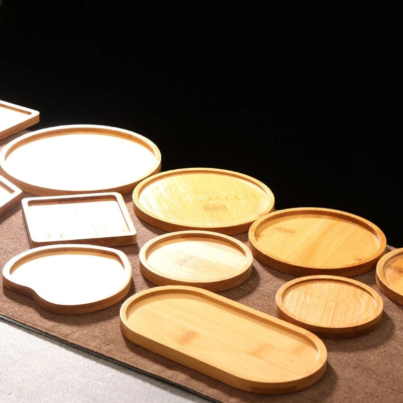 30 Style Round Square Flower Pots Planter Bamboo Tray Wood Holder Home Decor Gardening Supply Anti-Fade Simple Elegant Design