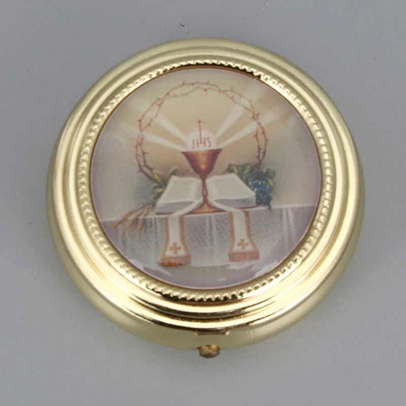 Catholic Holy Grail Box Small Pyx For Eucharist Host Zinc Alloy Carry Consecrated Hosts First Communion Holy Box