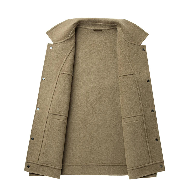 2024 Autumn/Winter New Double sided Woolen Coat High end Fabric Korean Edition Fashion Pure Handmade Woolen Coat Work Style