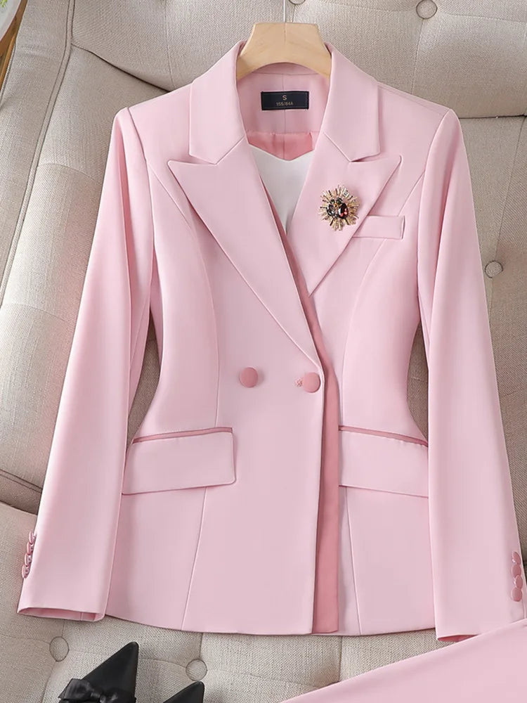 2025 New All Season Ladies Elegant Office Work Wear Blazers Pantsuits Pants Set Formal Styles Women Professional Trousers Sets