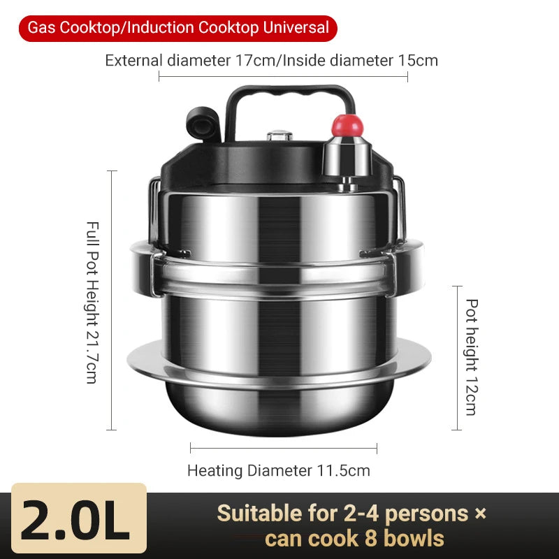 Upgrade Non stick Pressure Pot Small Outdoor Camping 0.8L-1.6L Home Gas Induction Cooker Pressure Pot Cooking 5 Bowls of Rice