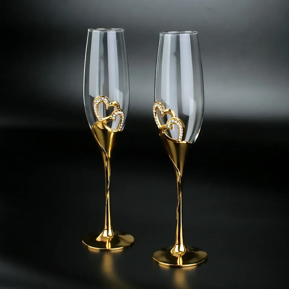 Crystal champagne glasses, wedding goblets, red wine glasses, European household sparkling sweet wine glasses, golden glasses