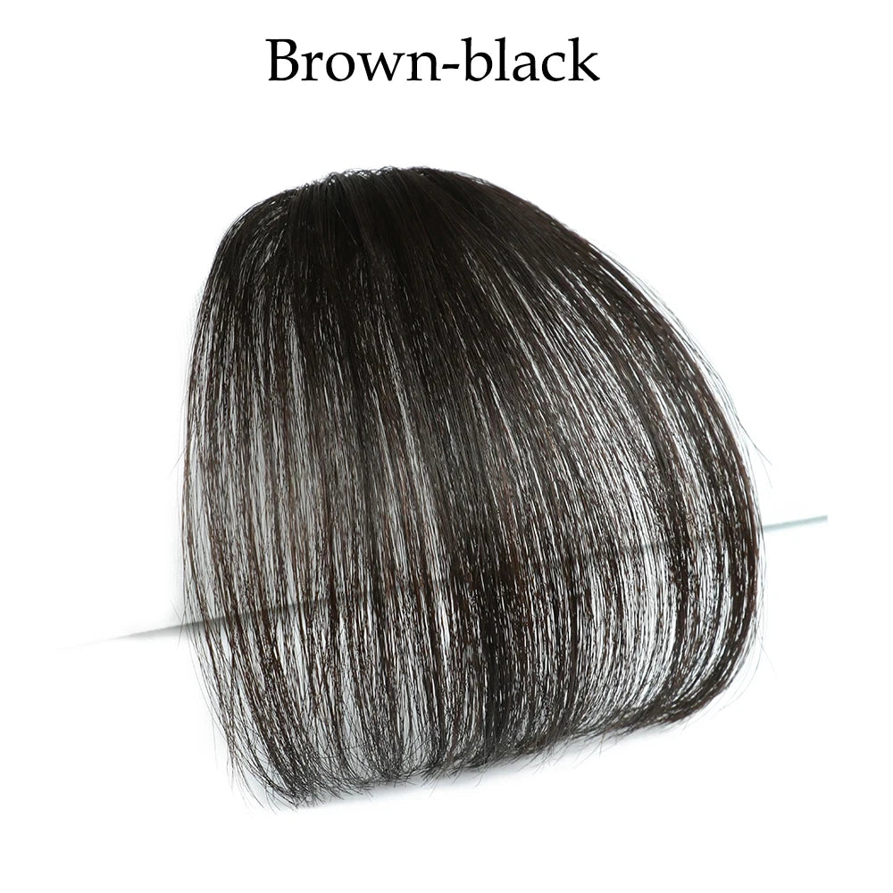 Fake Hair Bangs Natural Air Bangs Wig Clip-In Extensions Synthetic Air Bangs Clip On Wispy Bangs Fringe With Temples Hairpieces