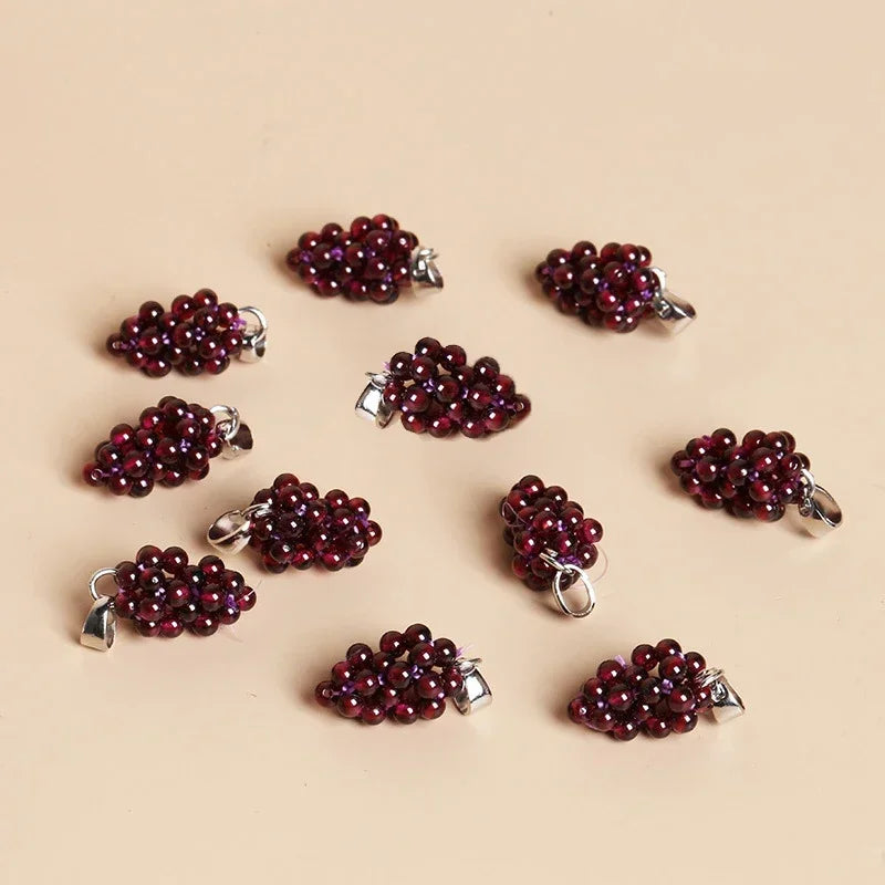 1PC Natural Garnet Grape Pendant Women's Necklace Reiki Healing Decoration Mineral Crystals Material Bead Raw Stone Jewelry