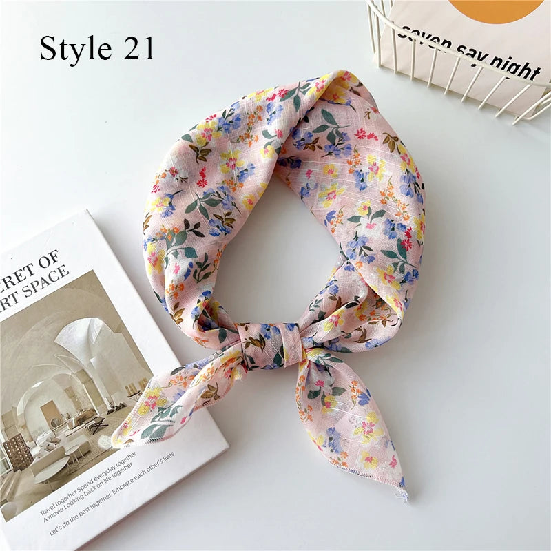 Fashion Cotton Linen Shawl Square Scarf for women sweet Cherry Print Hijabs Ladies Wraps summer sunscreen Bandanas Head scarf