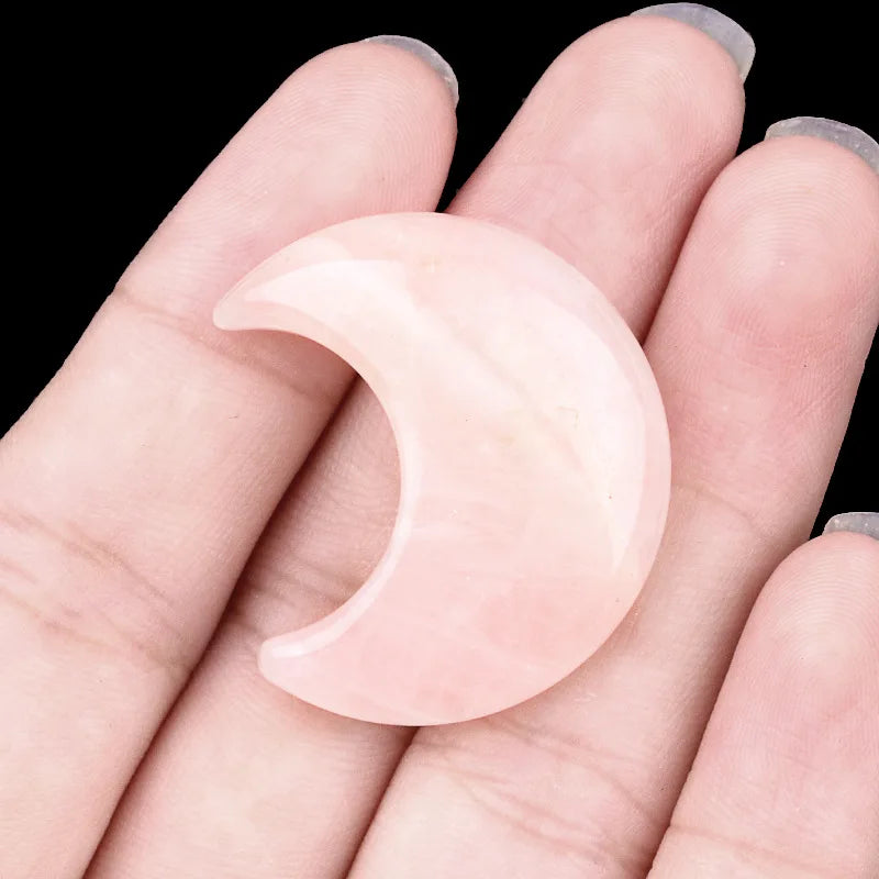 1PC Moon Shaped Natural Stones Healing Reiki Crystal 30mm Carved Gemstones for Meditation Balancing  Home Decor