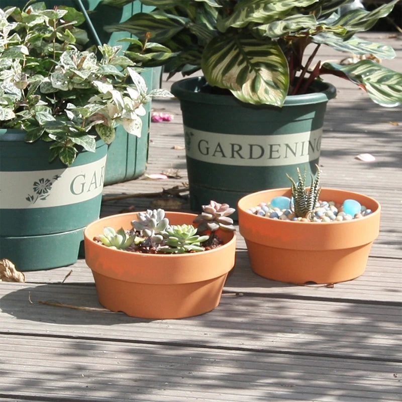 Gardening Supplies Imitation Terracotta Pot/Tray for Plants Flower Bonsai Cactus Round Plant Pot/Tray with Drainage Hole B03E