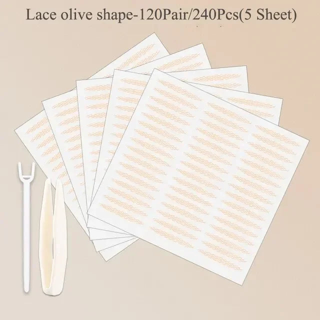 240Pcs/Lot Double Fold Eyelid Tape Sticker Lace Nature Clear Stripe Self-adhesive Natural Eye Makeup Make Up with Tool Wholesale