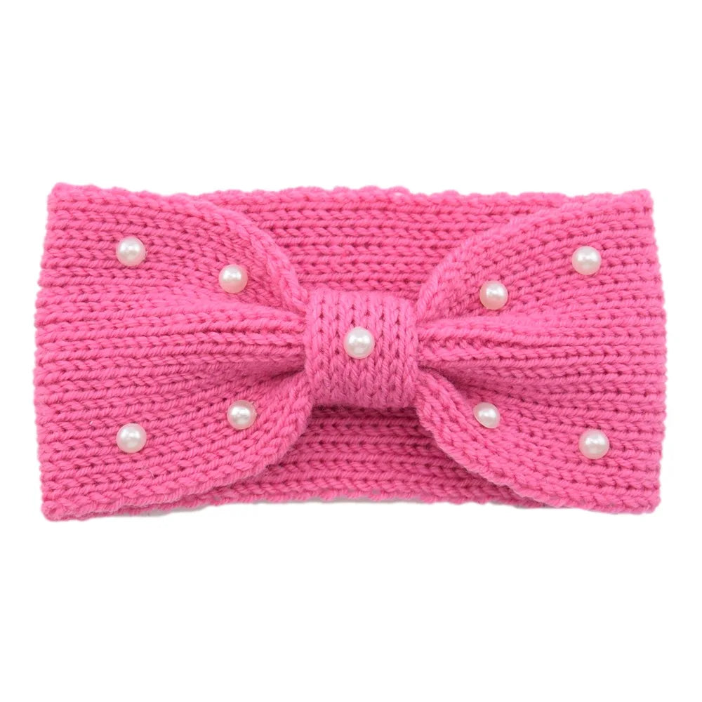 New Bowknot Pearl Headbands for Woman Solid Wash Face Hairband Elastic Sports Yoga Headwear Girls Hair Band Hair Accessories
