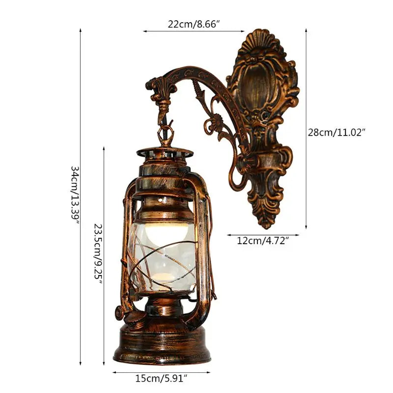 2025 New Vintage LED Wall Lamp Barn Lantern Retro Coal Oil Wall Light European Antique Style