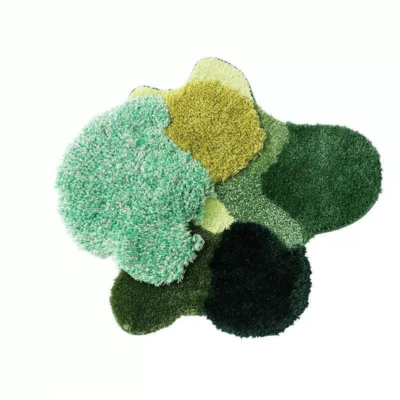 Nordic 3D Lawn Moss Rugs Carpet for Bedroom Living Room Green Forest Irregular Home Decor Chic Room Floor Mat Bedside Area Rug