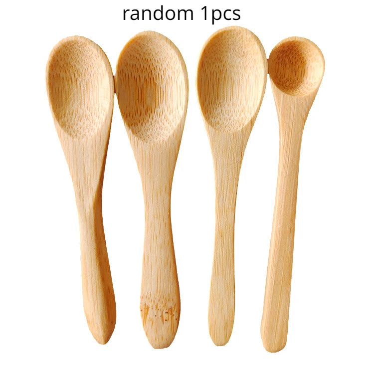 5Pcs Ice Cream Spoon Mini Easy Clean Wear-resistant Natural bamboo Wooden  Honey Children's Spoon Yogurt Spoon for Kitchen