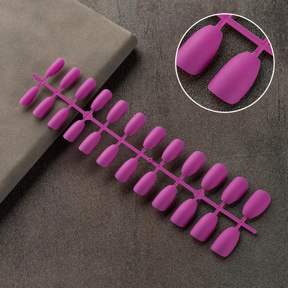 24tips/pc French White Fake Nails Matte /Glossy Detachable Long Square Natural False Press on Nails Manicure Faux Ongles