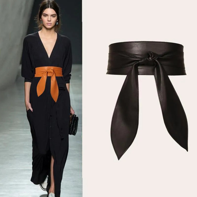 Women's Bow Wide Belt Fashion Corset Woman Decor Waistband High Quality Solid Color Girdles Ribbon Belts For Dresses YF1011