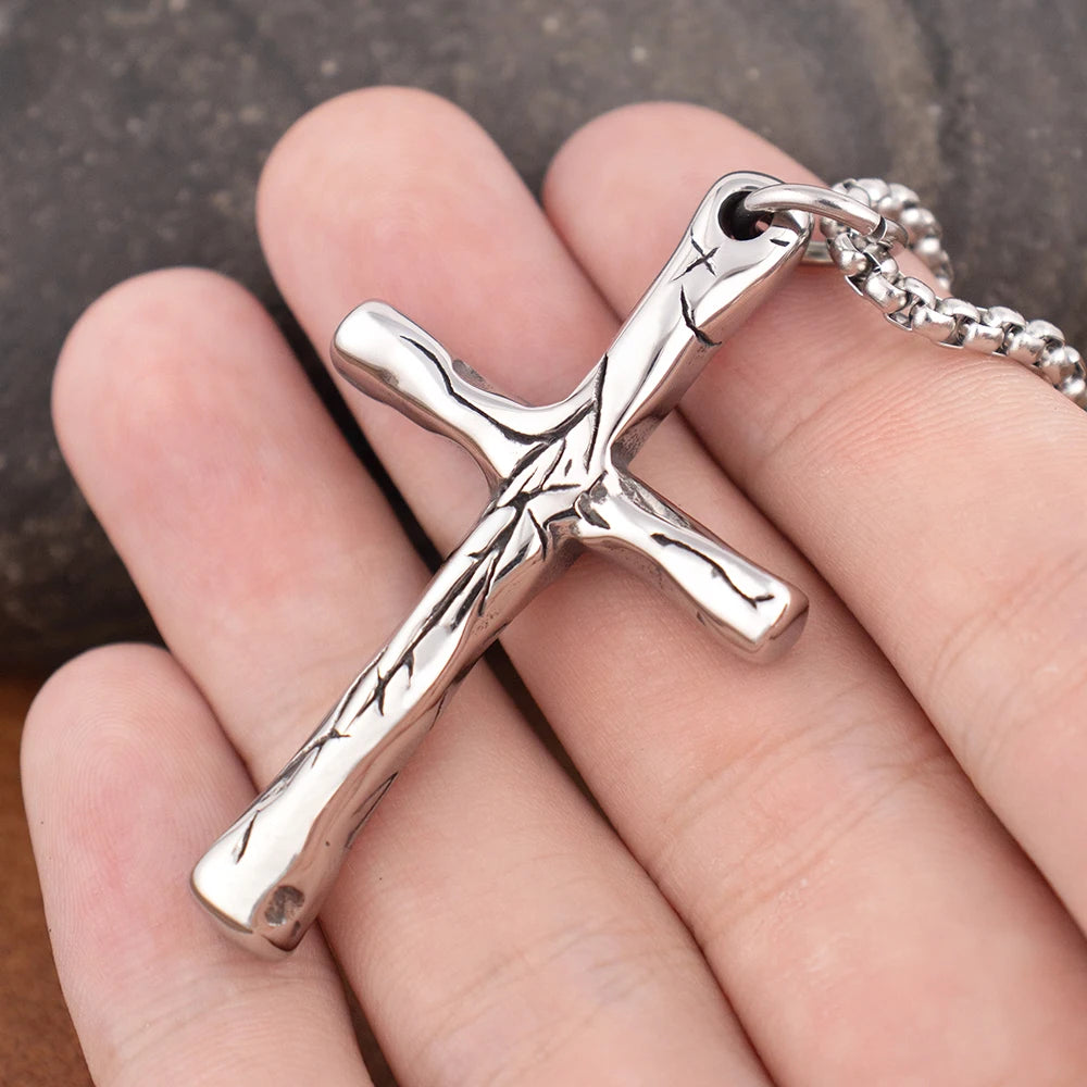 New Simple Cross Pendant Chain for Men Women Popular Charm Stainless Steel Christian Necklace Vintage Religion Jewelry Wholesale