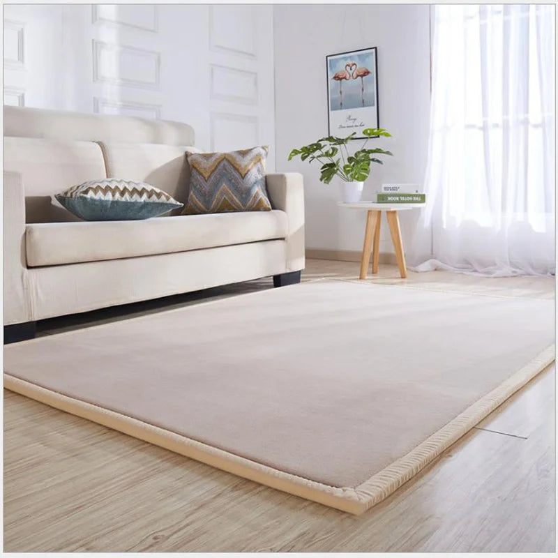 Thick Solid Color Rectangular Carpet For Living Room Ckildren Bedroom Play Rug Bay Window Soft Mat Baby Anti-fall Crawling Pads