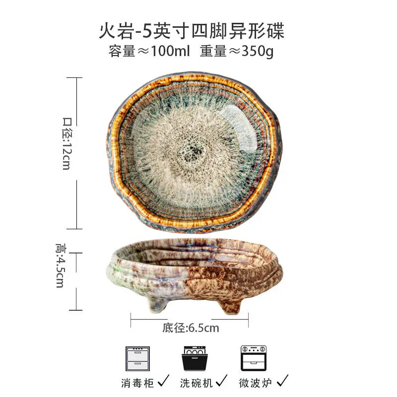 Delicate Dishes Small Dish Shaped High Foot Ceramic Dessert Snack Dish Hot Pot Restaurant Seasoning Dish