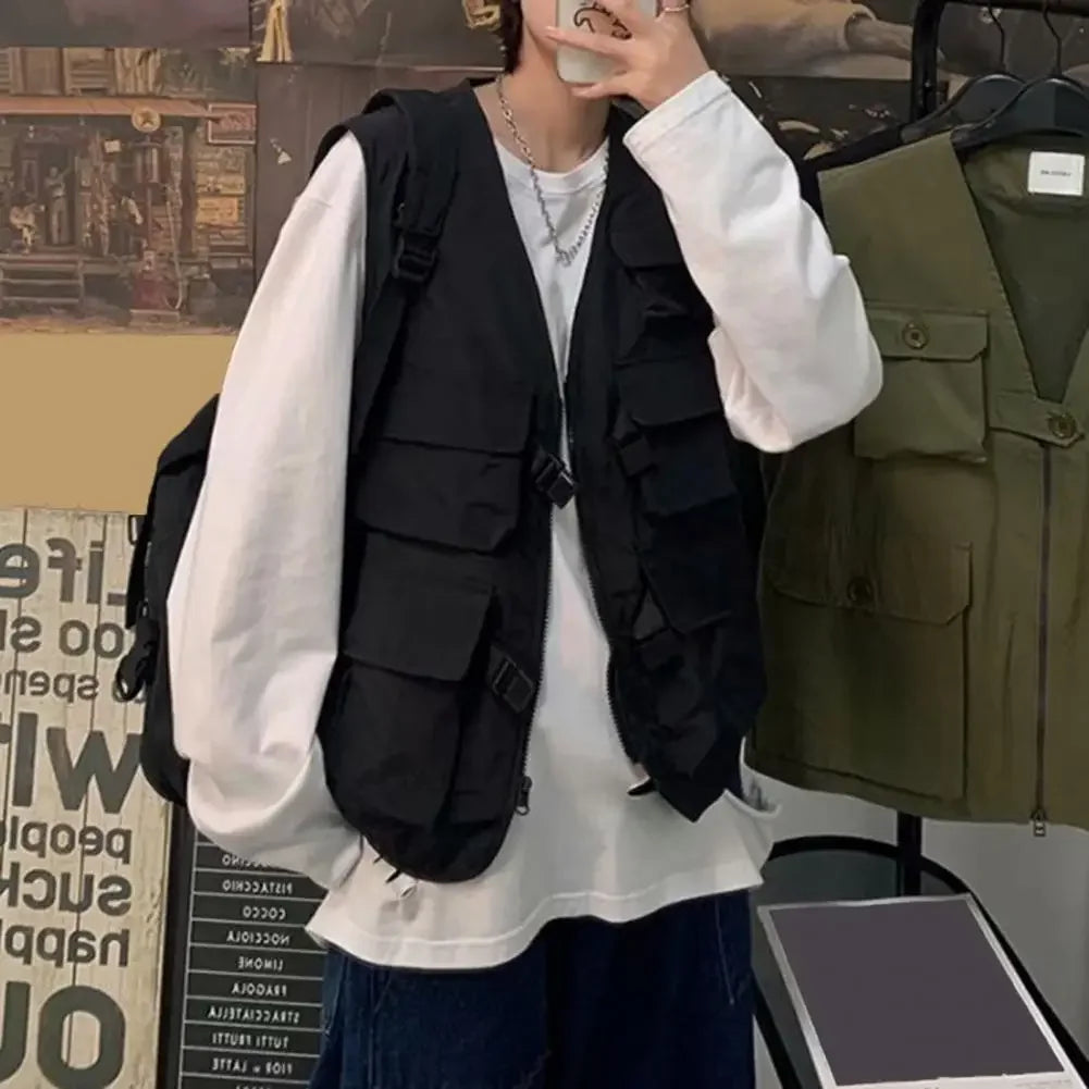 Summer Men Tactical Vest Coat Casual Photographer Waistcoat Mesh Work Sleeveless Multi Pockets Jacket Tools Pocket Cargo Vest