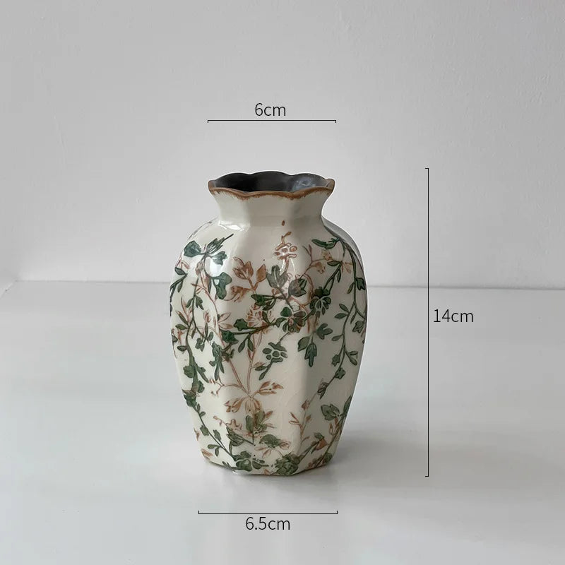 Rustic Country Ice Cracked Milk Pitcher Ceramic Vase Pastoral Scenery Ornament for Flower Arrangement Vintage Decorative Home