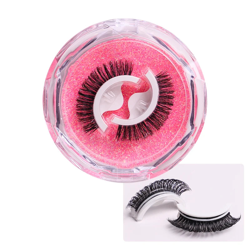 1Pair Reusable Self-Adhesive False Eyelashes Natural Multiple reversible glue-free self-adhesive pairs of false eyelashes Hot