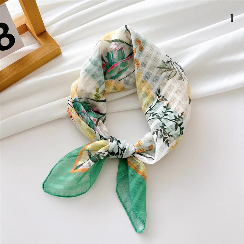 Fashion Cotton Linen Shawl Square Scarf for women sweet Cherry Print Hijabs Ladies Wraps summer sunscreen Bandanas Head scarf
