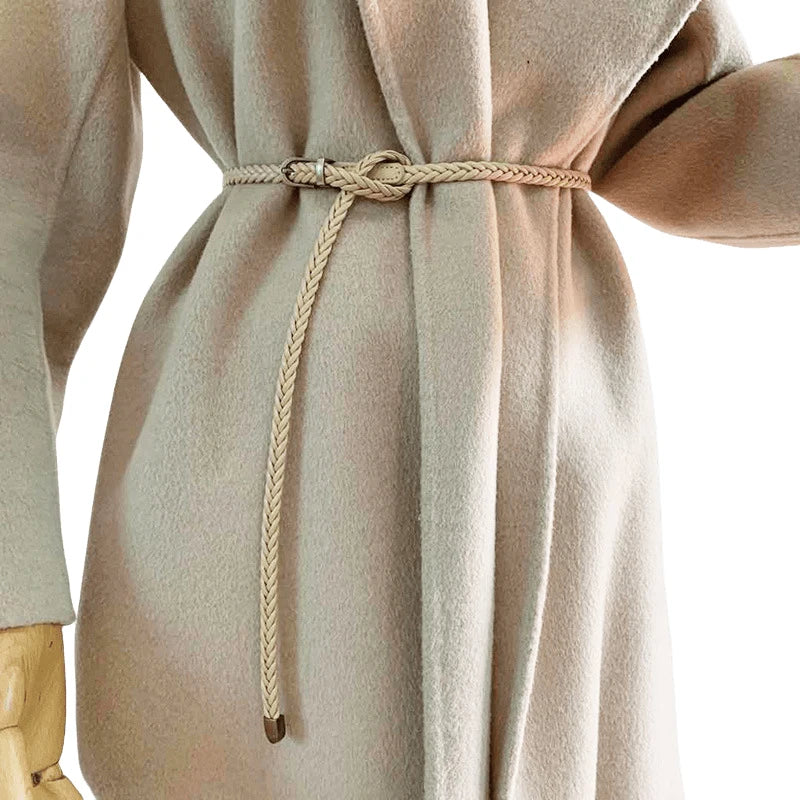 Woven Thin Belt Women's Fashion Casual Versatile Coat Girdle Gothic Retro Red Pin Pu Buckle Waistband