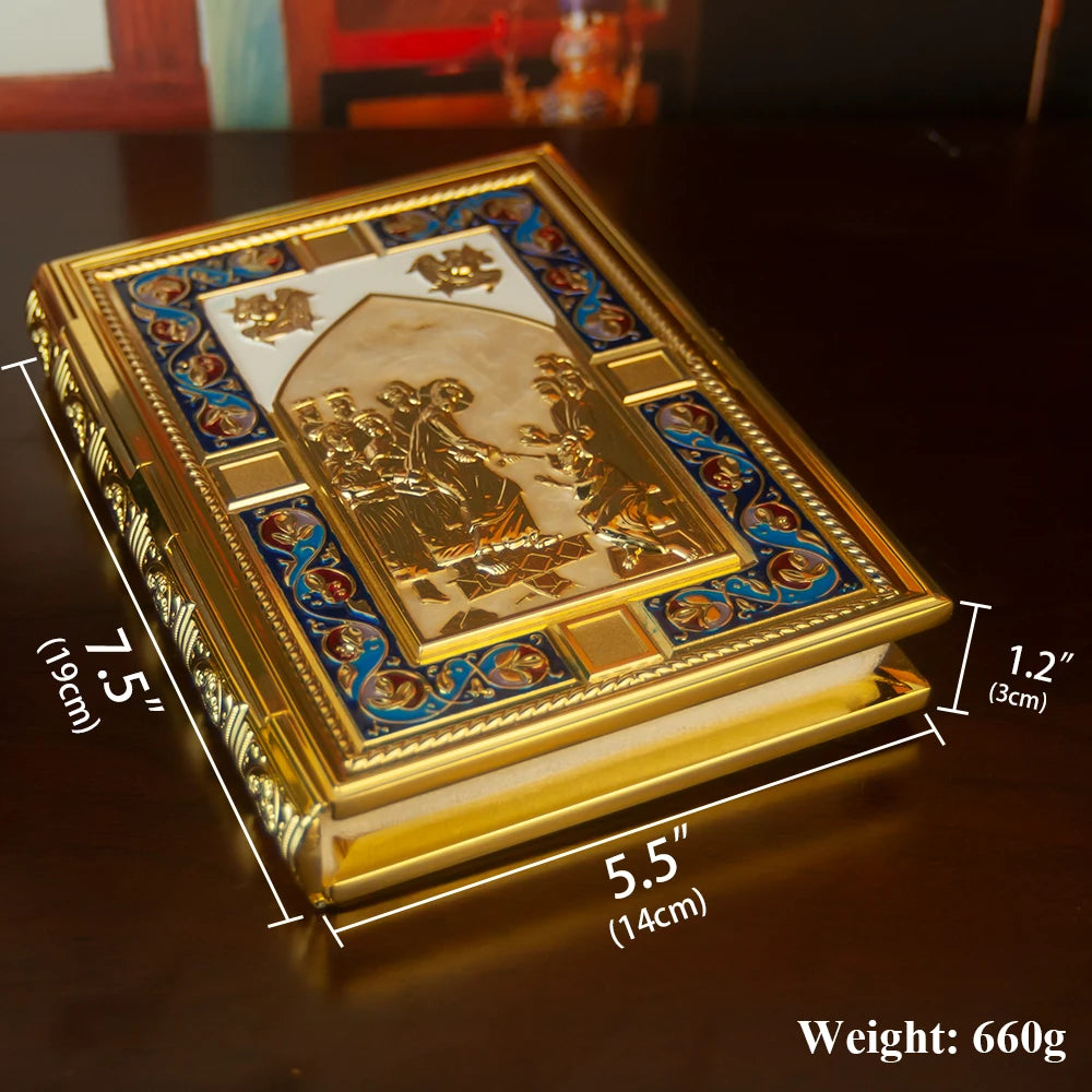 19*14*3.CM Eastern Orthodox Holy Scriptures Gospel Book Cover For Church With High Quality Handmade And Gold Plating