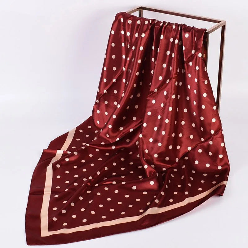 Head Scarf Women Luxury Brand 90×90cm Silk Square Scarf Satin Bandana Cheveux Soft Neckerchief Hijab Hair Scarves For Ladies