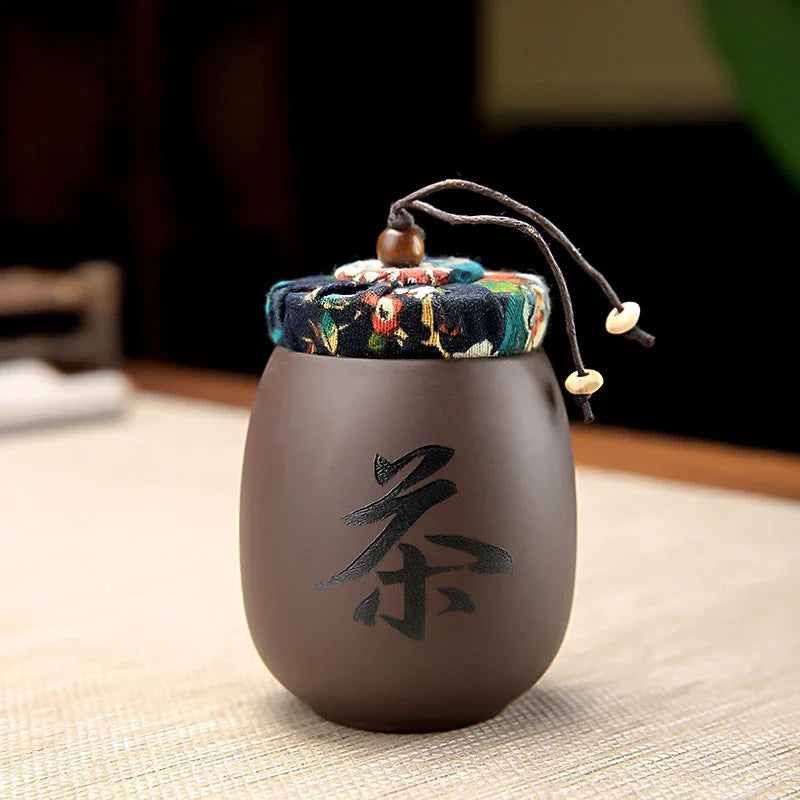 Purple Clay Tea Jar Ceramic Small Can Pu Erh Tea Box Portable Mini Travel Storage Sealed Can for Home Use Teaware Tea Caddies