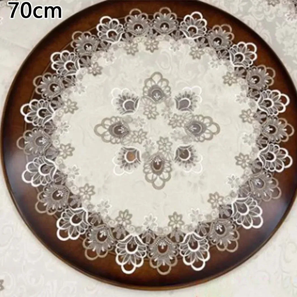 European Modern Fabric Lace Trim Hotel Restaurant Banquet Party Big Tablecloth Bedroom Balcony Small Round Table Cloth Tapete