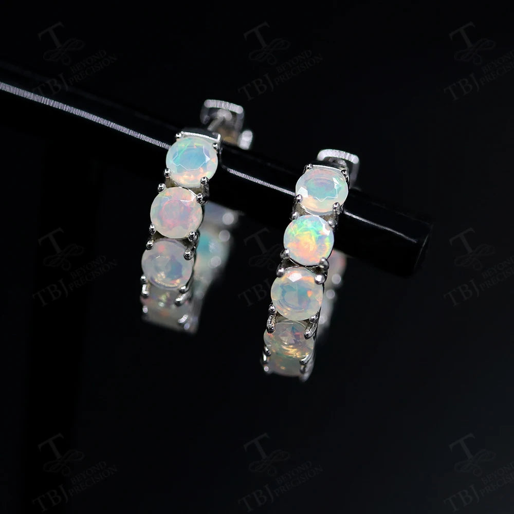 925 sterling silver Opal Earring Simple 16pcs round 4mm natural gemstones colorstone fine jewelry for women  nice gift TBJ 2024