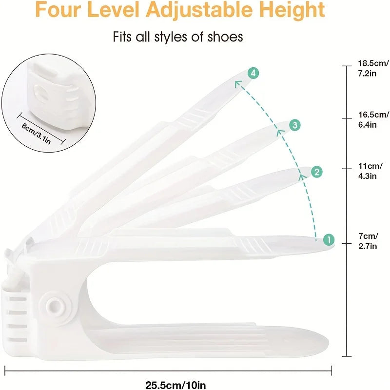 10 Pack Plastic Shoe Rack Adjustable Closet Organizer Space Saving Design for Dorm Living Room High Heels Sneakers Storage
