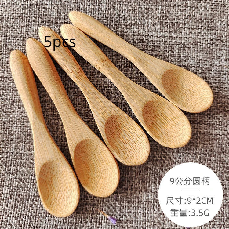 5Pcs Ice Cream Spoon Mini Easy Clean Wear-resistant Natural bamboo Wooden  Honey Children's Spoon Yogurt Spoon for Kitchen