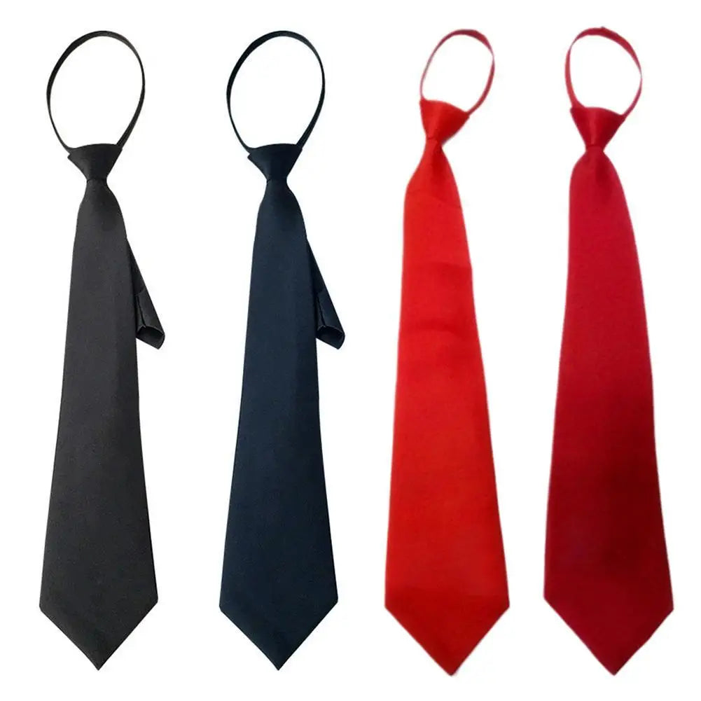 College Style Tie New Women's Clothing Versatile Student Zipper Arrow Type Lazy Retro Solid Silky Narrow Neck Tie Trendy Unisex
