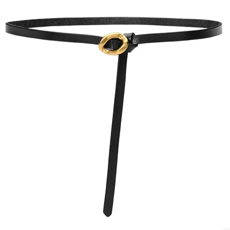 652F Selfknotted Thin Belt Aesthetic Leather Belt Waistband Decorative Skinny Belt for Shirt Dress Elegant Office Formal Belt