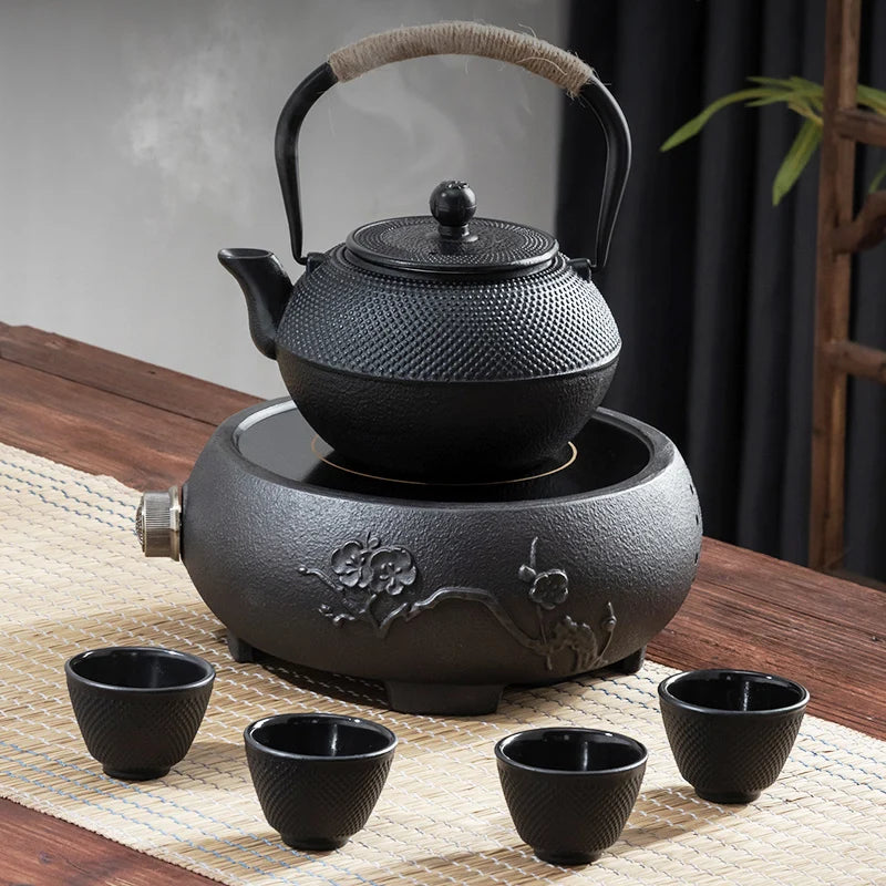 GIANXI Cast Iron Tea Pot Camping Party Around The Stove Boiling Tea Water Separation Teacup Accessories Pu 'er Tea Set