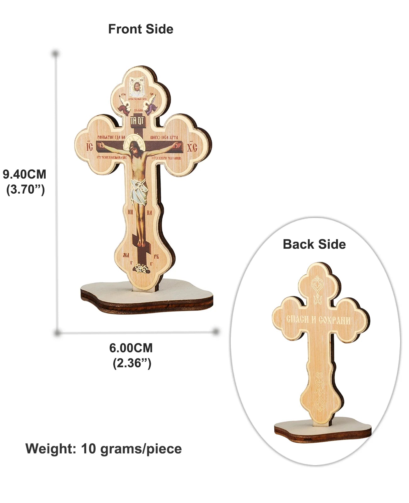 Christian Crucifix Jesus Christ Crosses Icon Ornament Wooden Jesus on Cross Stand Decoration Church Desktop Display Crafts Gift