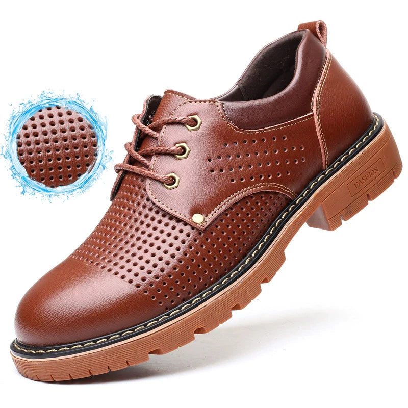 2025 Autumn New Men Leather Shoes Brogue Casual safety shoes Men Genuine Leather Shoes Work Business Casual Sneakers
