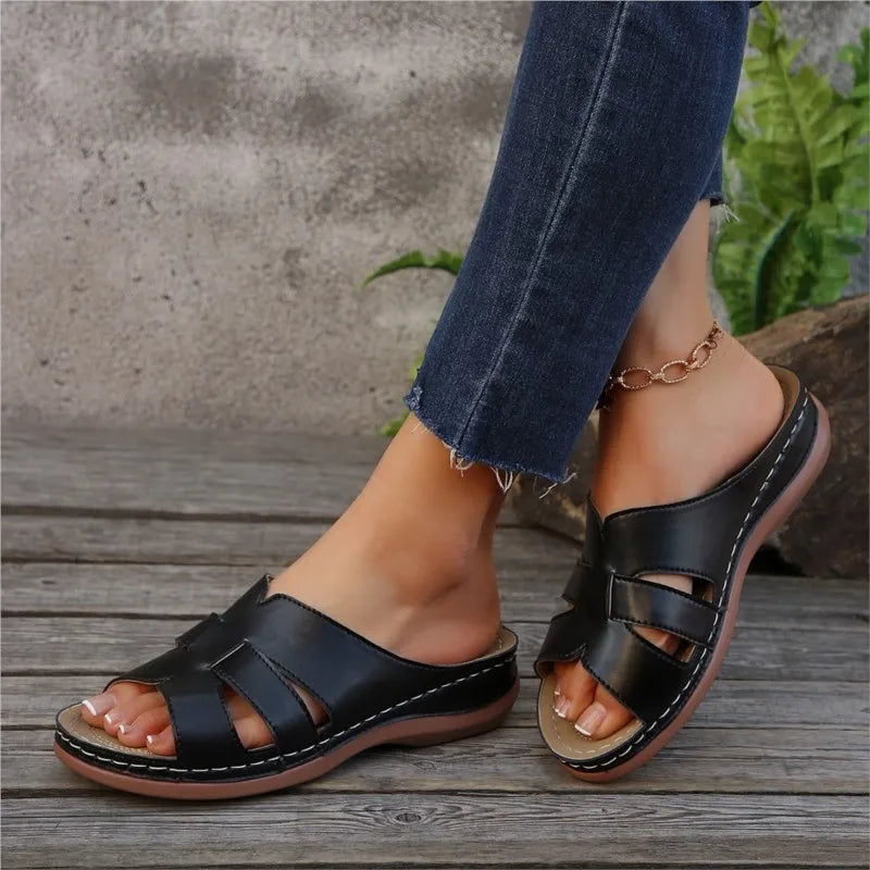 Shoes Sandals Women Summer Retro Sandals For Women Slides Walking Shoes Wedge Sandals Ladies Breathable Slipper Footwear Female