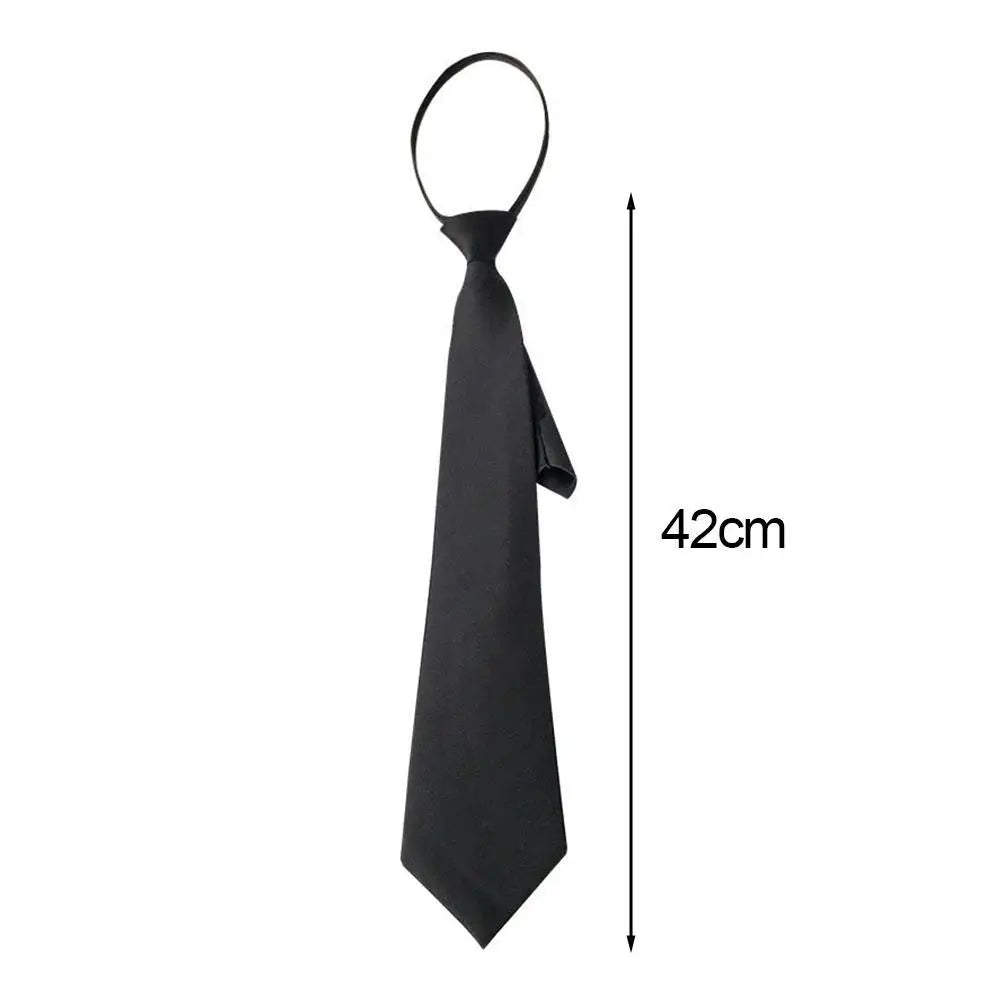 College Style Tie New Women's Clothing Versatile Student Zipper Arrow Type Lazy Retro Solid Silky Narrow Neck Tie Trendy Unisex