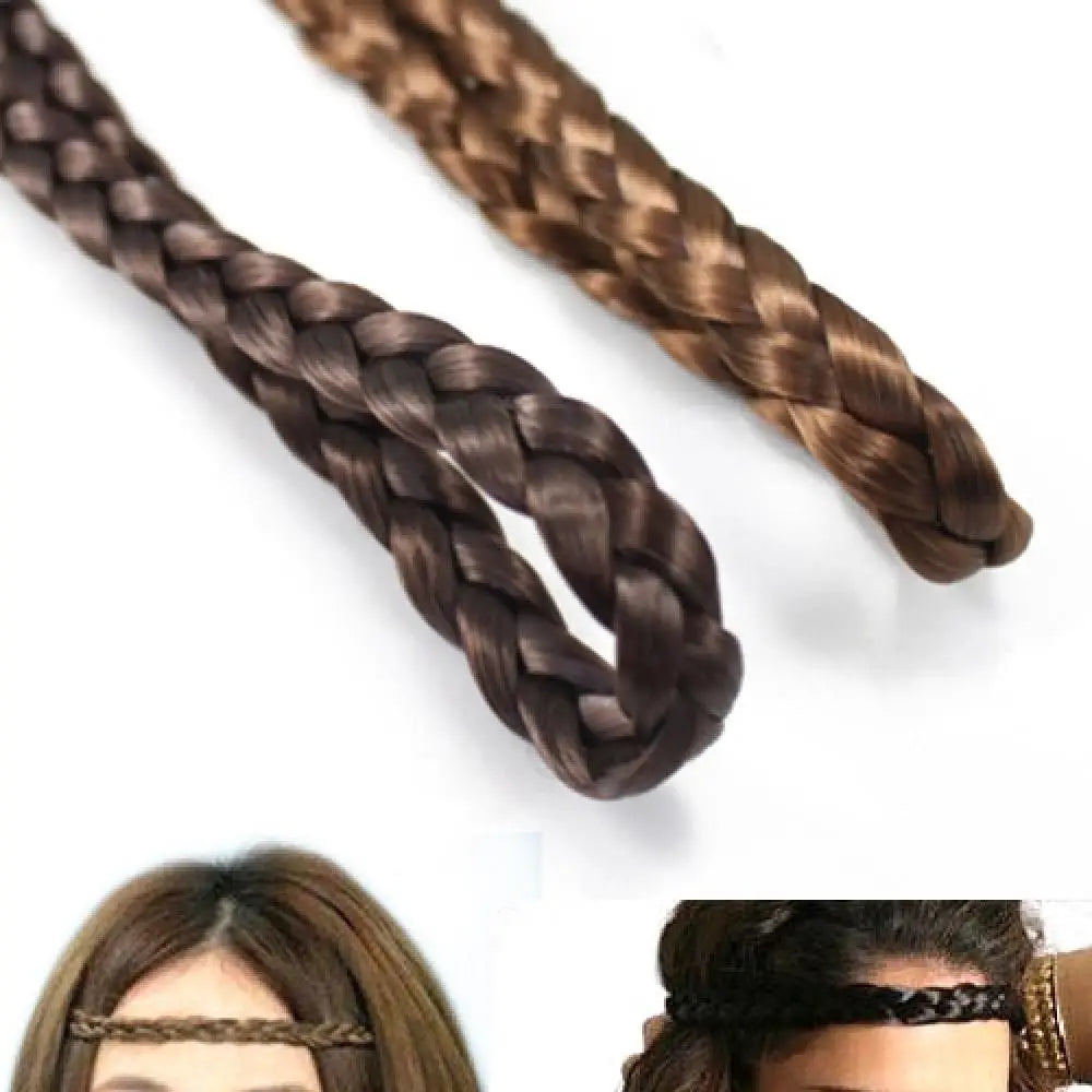 Women Vintage Bohemian Forehead Twist Braided Stretch Elastic Headband Hair Band
