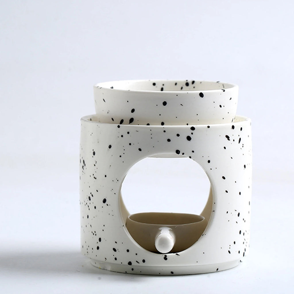 Ceramic Essential Oil Burner Incense Burner Holder Multifunctional Candlestick Tealight Candle Holder Home Office Bedroom Decor