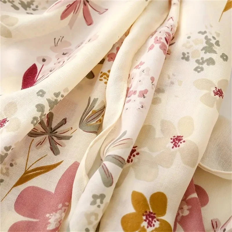 Luxury Floral Shawl Multi Functional Hijab Turban Oversized Fashion Breathable Bohemian Foulard Windproof Sun Protection Shawl