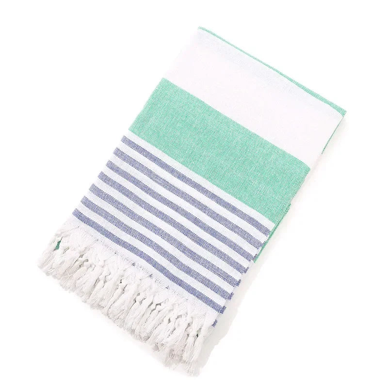 Cotton and Linen Striped Quick-drying Shawl European and American Popular Yarn-dyed Cotton Turkish Beach Towel with Tassels